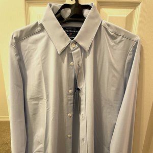 Mizzen + Main Light Blue performance LS Dress Shirt - LARGE